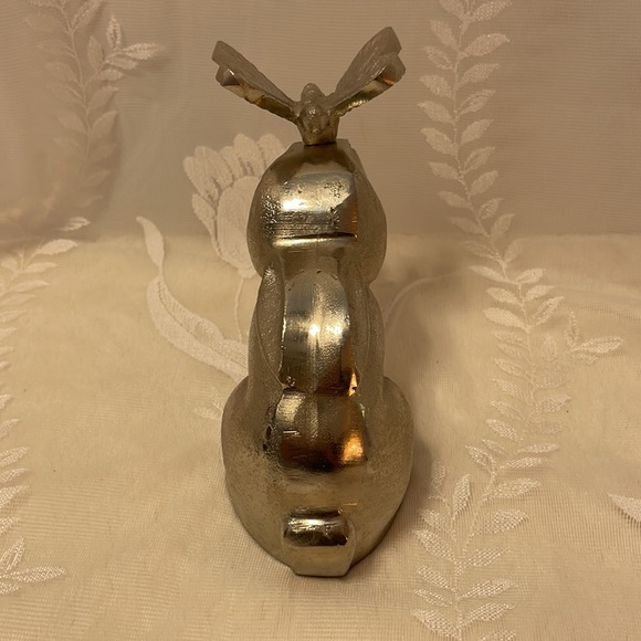 Decorative Silver Easter Bunny kissing Butterfly Friend - Picture 5 of 5